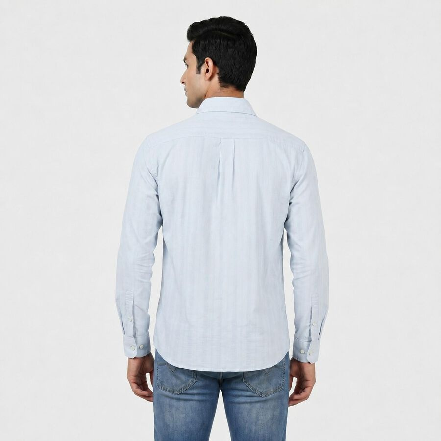Men's Light Blue Cotton Spread Collar Regular Fit Shirt, हल्का नीला, large
