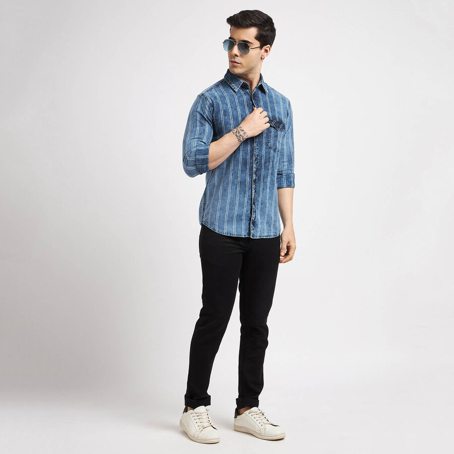 Cotton Checks Casual Shirt, Mid Blue, large image number null