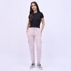 Women's Soft Pink Cargo Fit Elastic Waist Track Pants, Lilac, small