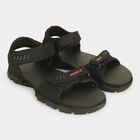 Men's Black Velcro Strap Strappy Sandals, काला, small