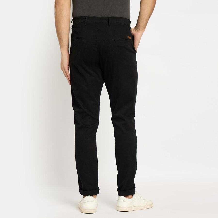 Men's Slim Fit Casual Trousers , काला, large image number null