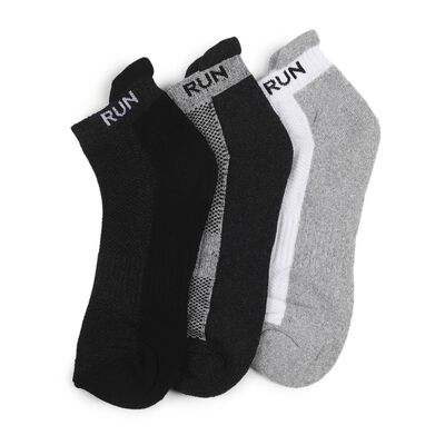 Men's Black and Gray Regular Fit Textured Ankle Socks Pack of 4