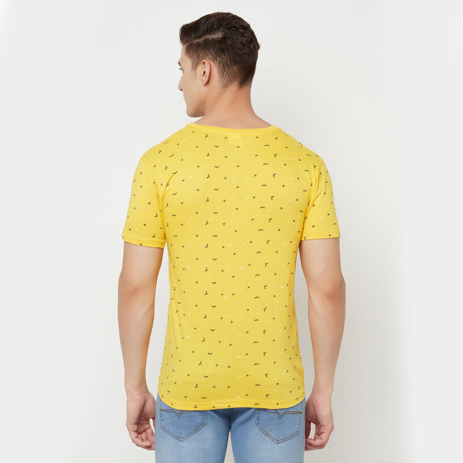 Printed V Neck T-Shirt, Mustard, large image number null