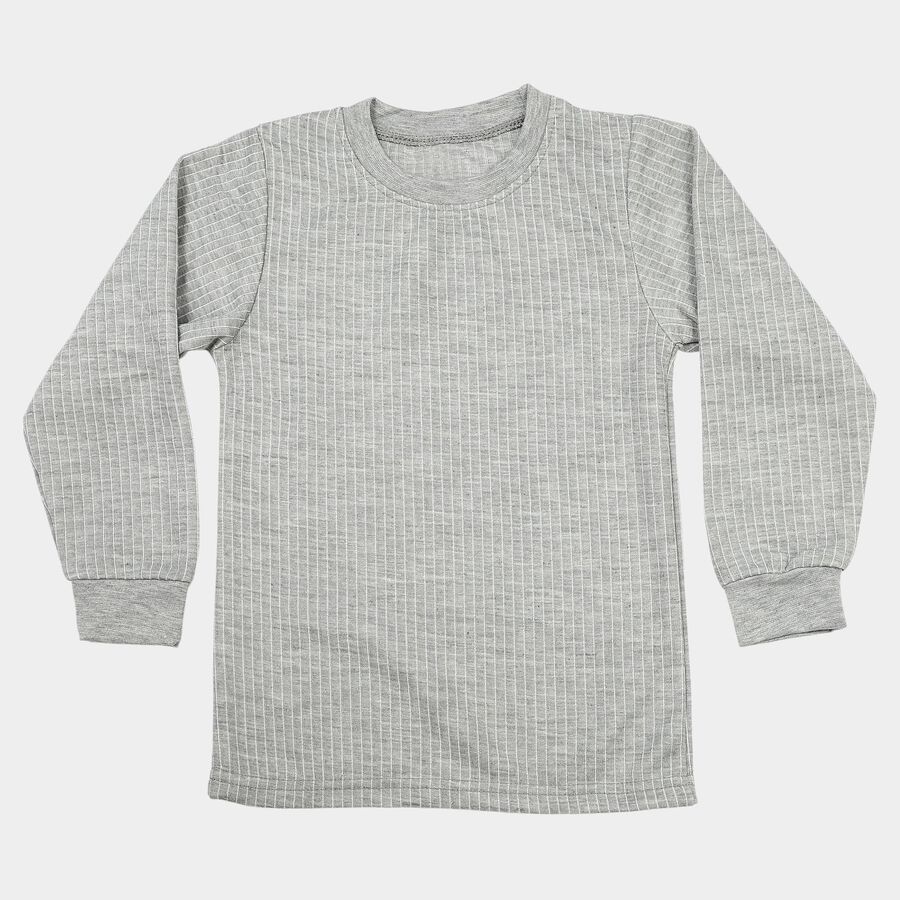 Boys Grey Long Sleeve Thermal, मिश्रित हल्का ग्रे, large