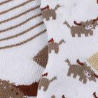 Infants White and Brown Regular Fit Animal and Stripe Design Pack of 2 Socks, काला, small image number null