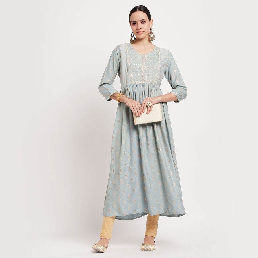 Embroidered Kurta, हल्का नीला, large image number null