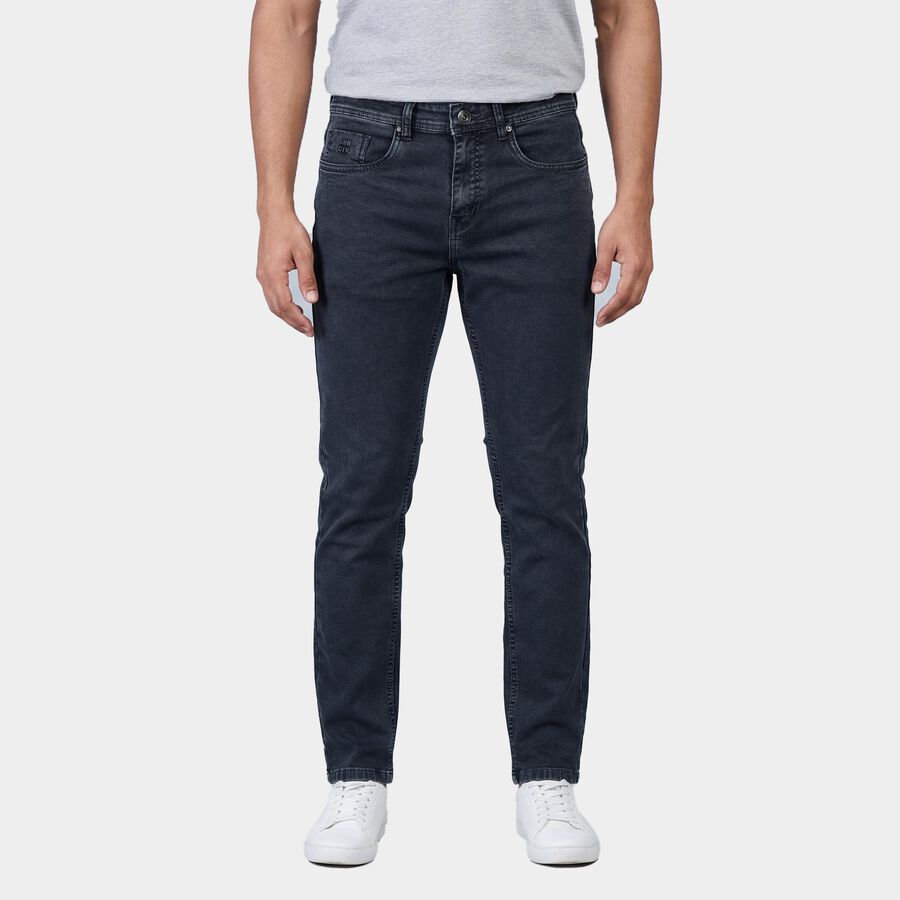 Men's Dark Grey Slim Fit Washed Jeans, Dark Grey, large