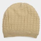 Boys' Beige Textured Knit Beanie Cap, Beige, small