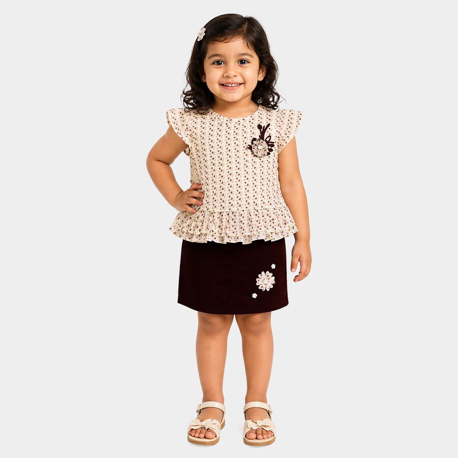 Girls Purple Top and Skirt Set, Purple, large
