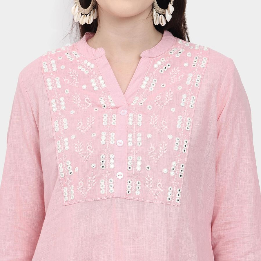 Ladies' 100% Cotton Kurti, हल्का गुलाबी, large image number null