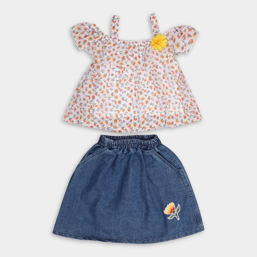 Girls' Top Skirt, Off White, large image number null