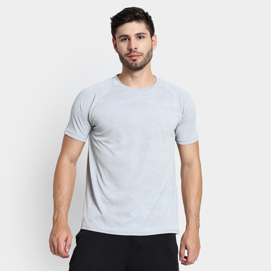 Men's Round Neck Half Sleeves T-Shirt , हल्का ग्रे, large image number null