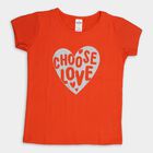 Girl's Cotton T-Shirt , Orange, small image number null
