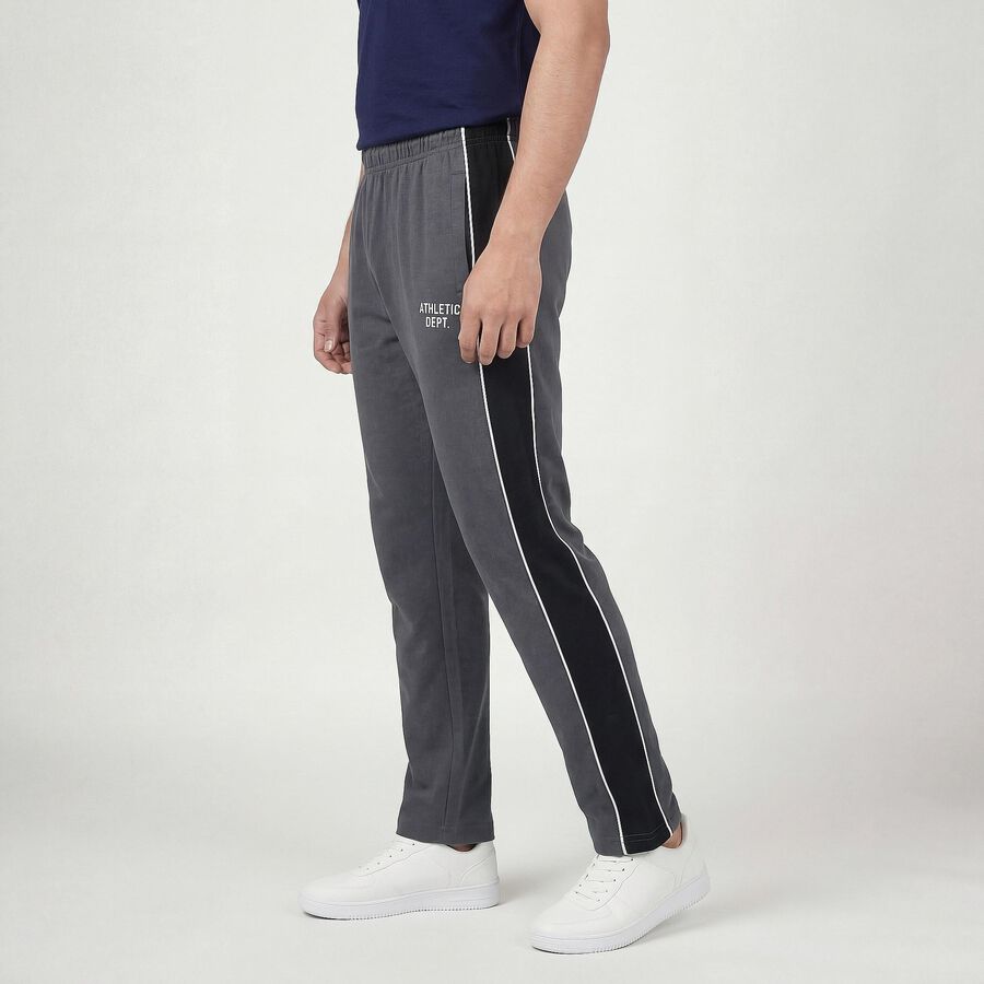Men's Grey Regular Fit Track Pants, गहरा ग्रे, large