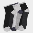 Men's Black and Grey Regular Fit Color-Blocked Pack of 3 Socks, मिश्रित हल्का ग्रे, small image number null