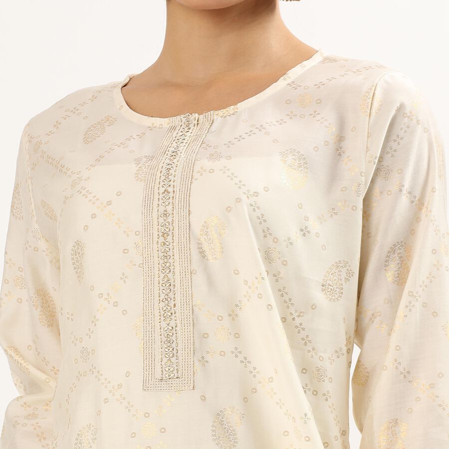 Women's Eggshell White Printed Ethnic Set, Off White, large image number null