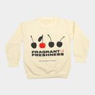 Girls' Cream Crew Neck Graphic Print Sweatshirt, ऑफ व्हाइट, small