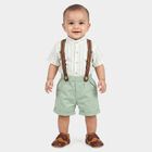 Infants' Mint Green Mandarin Collar Striped Suspender Baba Suit, Light Green, small