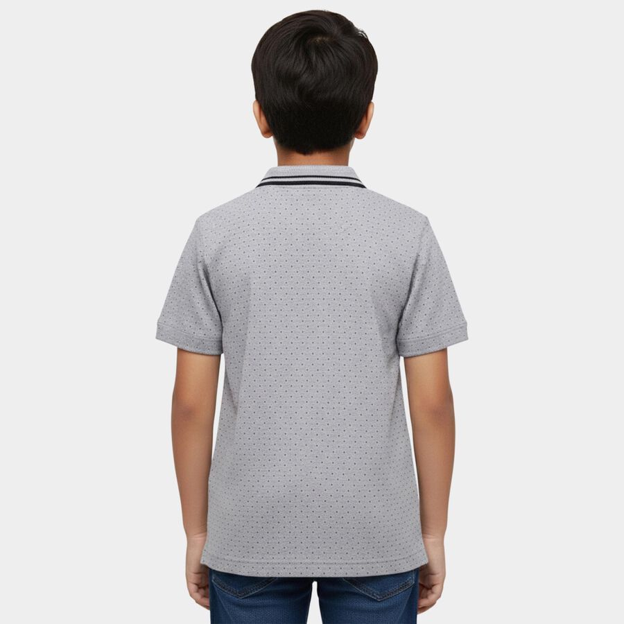 Boys' Light Grey Cotton Round Neck Graphic Printed T-Shirt, Light Grey, large
