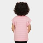 Girls' Pink Round Neck 3D Flower Applique Casual T-Shirt, Light Pink, small