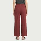 Women's Wine Straight Fit Ribbed Lounge Pyjama, Wine, small