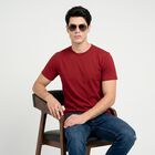 Men's Maroon Cotton Round Neck Regular T-Shirt, Maroon, small