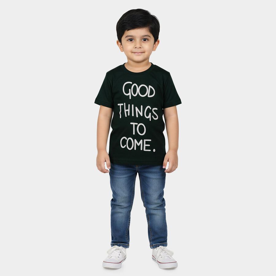 Boys' Half Sleeves T-Shirt, Dark Green, large