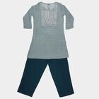 Girls Teal Blue Floral Printed Fusion Set, Teal Blue, small