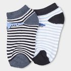 Boys' Dark Navy and Light Sky Blue Regular Fit Striped Shark Design Pack of 2 Socks, नेवी ब्लू, small