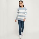 Girls' Light Powder Blue Crew Neck Casual Pullover, Light Blue, small image number null