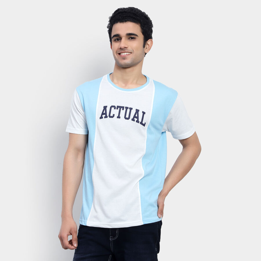 Cut & Sew Round Neck T-Shirt, White, large image number null