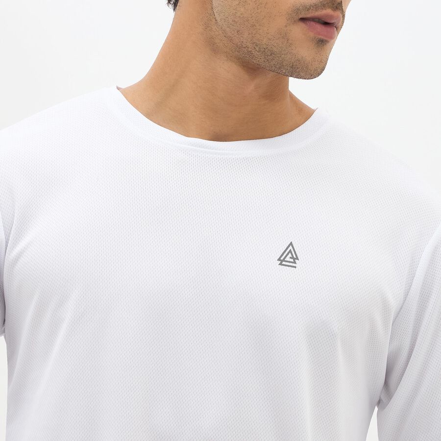 Men's Bright White Round Neck Full Sleeve T-Shirt, White, large image number null