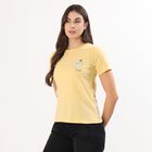 Women's Bright Yellow Round Neck Casual T-Shirt, पीला, small