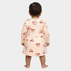Infants' Soft Peach Cherry Print Long Sleeve Frock, पीच, small image number null