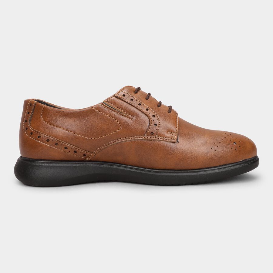 Men's Rich Chestnut Brown Lace-Up Formal Shoes, भूरा, large