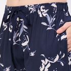 Women's Navy Blue Relaxed Fit Leaf Printed Pyjama, नेवी ब्लू, small