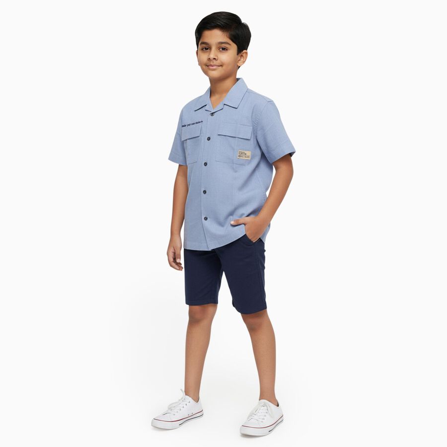 Boys' Casual Shirt, Mid Blue, large image number null