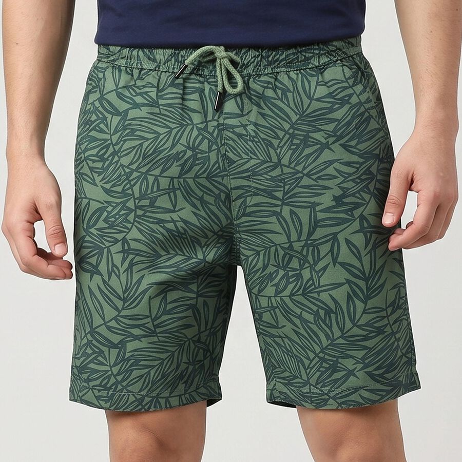 Men's Green Regular Fit Cotton Bermuda Shorts, Light Green, large