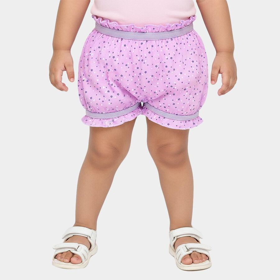 Girls' Light Lavender Printed Ruffled Bloomers, लाइलेक, large image number null