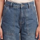Girls Blue Cargo Fit Utility Pocket Jeans, Mid Blue, small