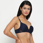 Half Lace Padded Bra, Navy Blue, small image number null