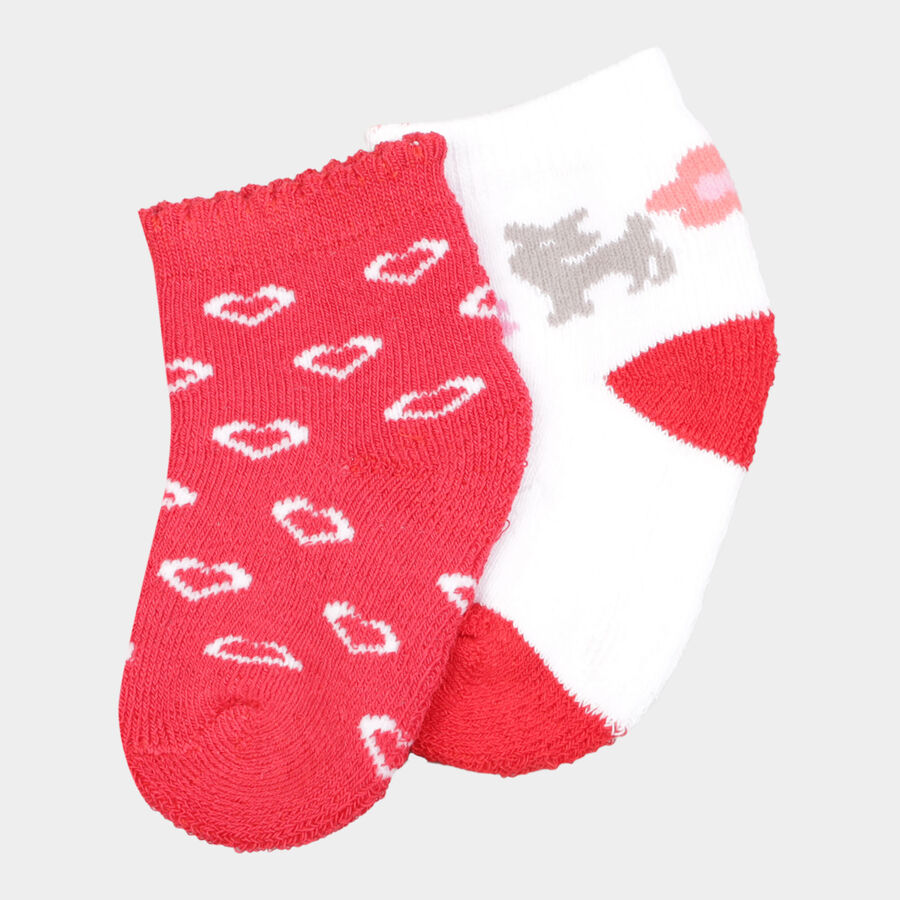 Infants Cotton Stripes Socks, Red, large image number null