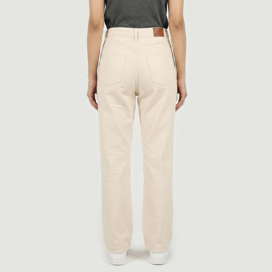 Women's White Straight Fit Classic Jeans, Off White, large