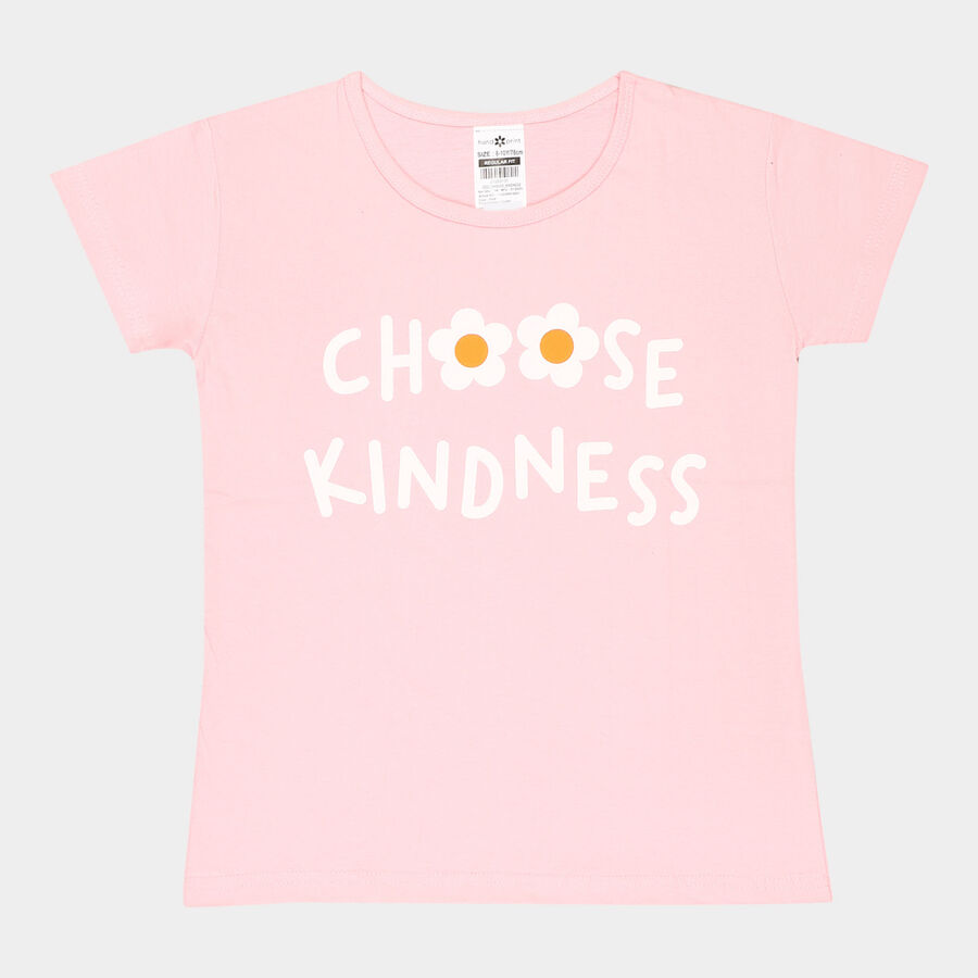 Girls Cotton T-Shirt, Pink, large image number null