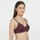 Women's Wine V-Neck Wireless Padded T-Shirt Bra, Wine, small