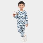 Boys White 100% Cotton Round Neck Palm Print Baba Suit, White, small