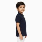 Boys Navy Blue Polo Neck Casual T-Shirt, Navy Blue, small