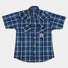 Boys Navy Blue Cotton Half Sleeves Spread Collar Western Casual Shirt, Navy Blue, small