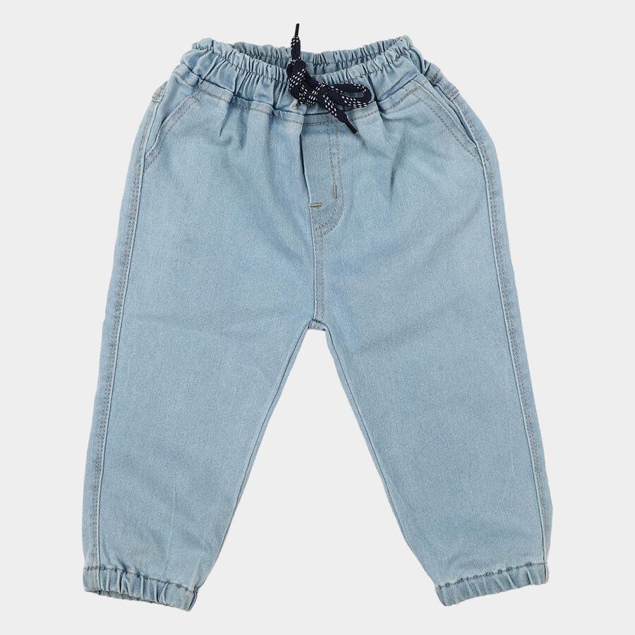 Infants Light Blue Jogger Fit Drawstring Jeans, हल्का नीला, large