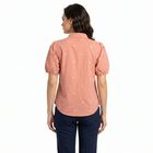 Women's Pink Cotton Floral Spread Collar Regular Fit Shirt, Pink, small